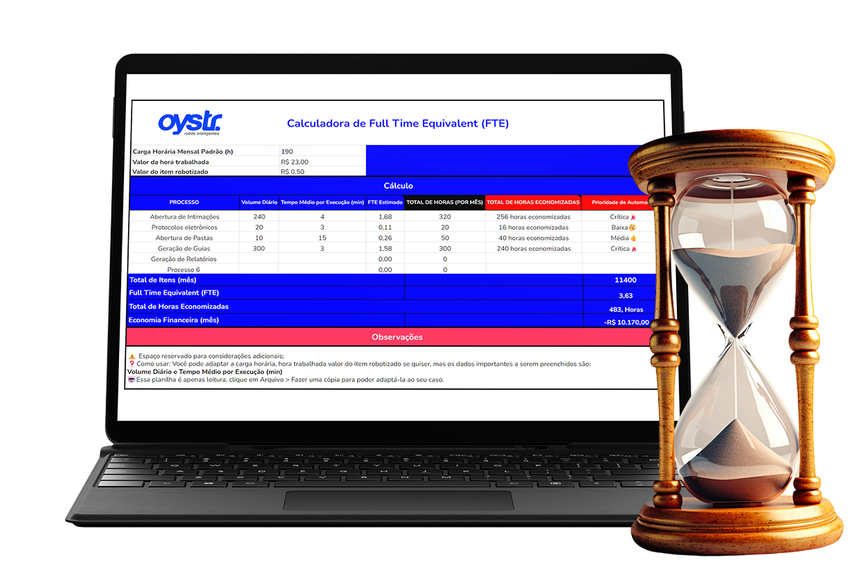 Calculadora de FTE da Oystr em notebook